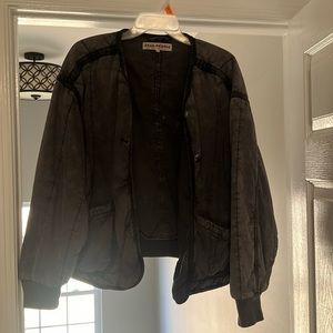 charcoal grey free people bomber jacket